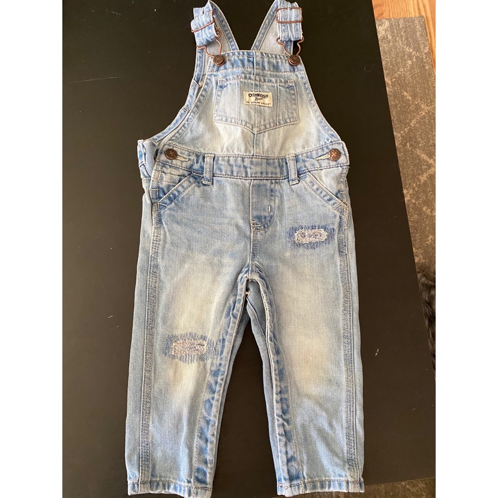 💙3/$30 Oshkosh B’Gosh Distress light Overalls 12M